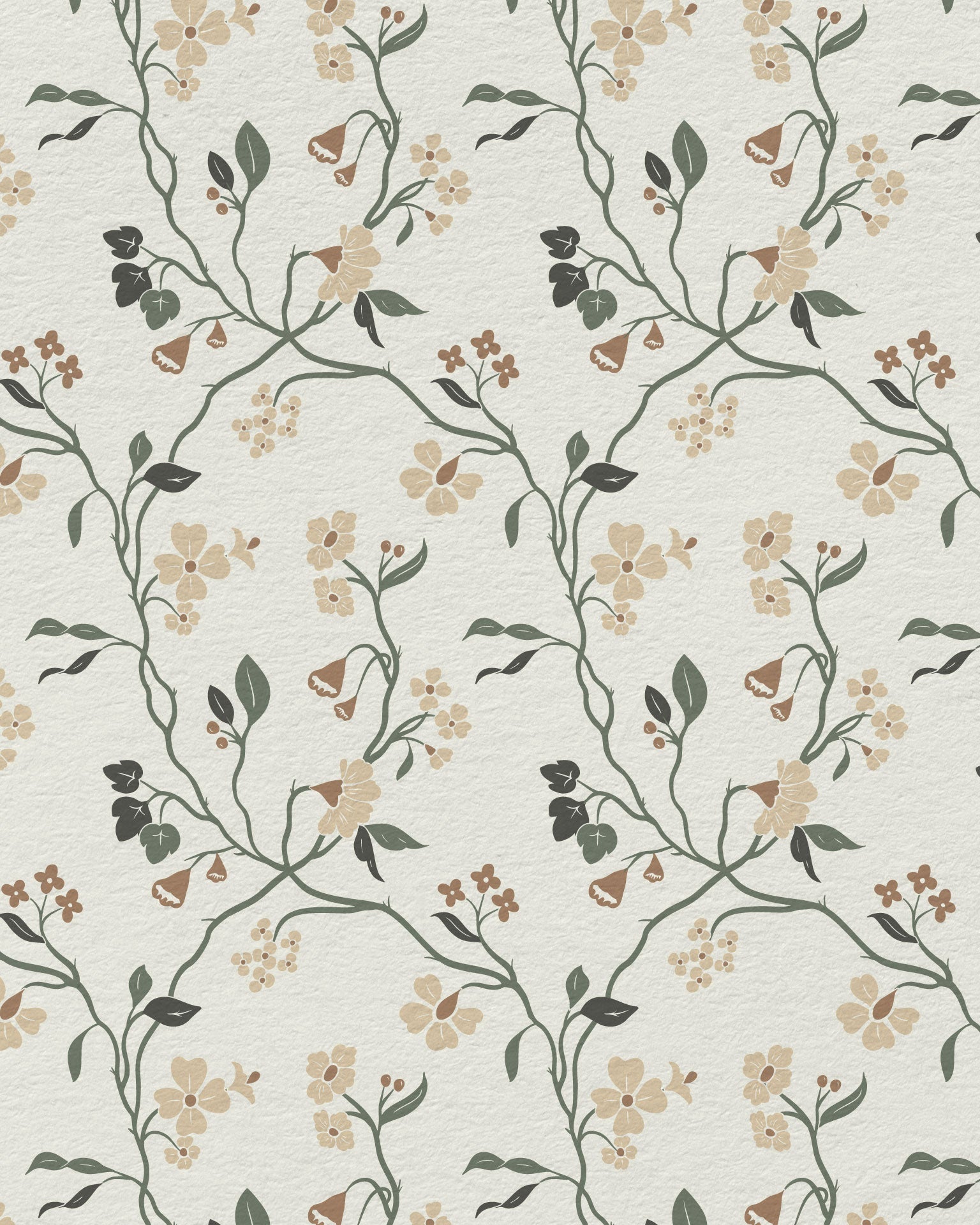 Lunaria Vine Wallpaper in Soft Alabaster